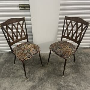 Pair Vintage Retro CHROMCRAFT Decor Chairs Original Mid-Century Vinyl